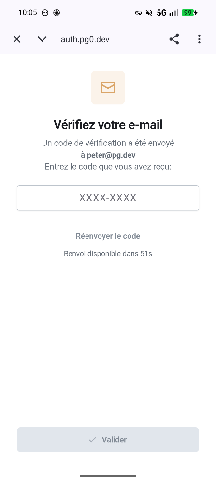 Vérifiez votre e-mail pour le code de vérification